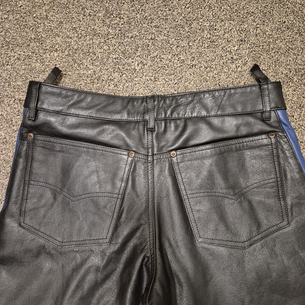 Black and Blue Leather Pants - Picture 9 of 16